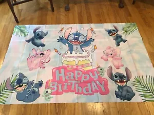 Lilo & Stitch Theme Birthday Party Happy Birthday Backdrop Banner 5x3’. K - Picture 1 of 3