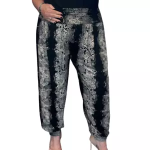 PANTALONES DE MUJER HARÉN SEÑORA NEGRO ESTAMPADO SERPIENTE TALLA GRANDE ALI BABA PANTALONES - Imagen 1 de 5
