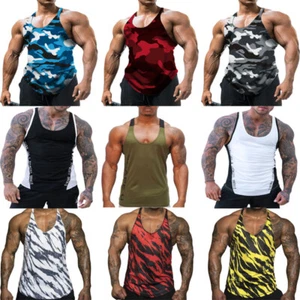 Men Gym Tank Top Camouflage Sleeveless T-shirt Fitness Tee Bodybuilding Vest Top - Picture 1 of 22
