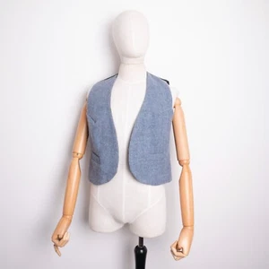 HARRIS TWEED Men's Blue No Button 100% Pure Wool Heritage Short Waistcoat S/M - Picture 1 of 7