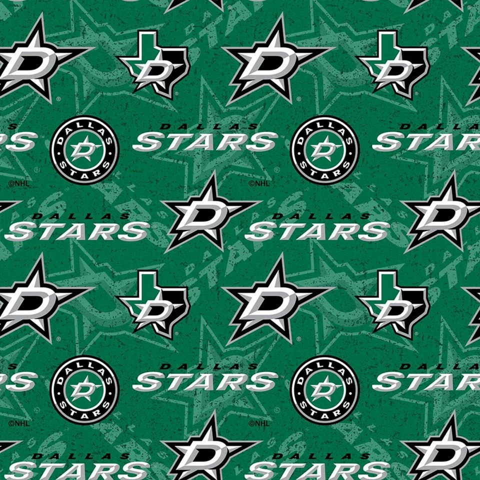 BTHY NHL Dallas Stars Green Tone on Tone Cotton Fabric BY 1/2 YARD - Image 1 of 1