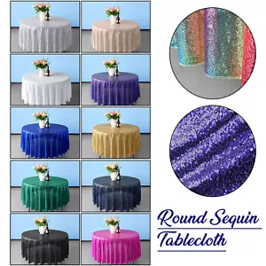 Glitter Dining Tablecloth Round Table Cover Protector Wedding Kitchen Parties - Imagen 1 de 70