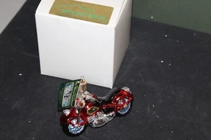 Old World Christmas Ornament Motorcycle OWC Hand Blown Glass Glitter Collectible - Picture 1 of 5