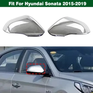 Pair Side Door Rearview Mirror Cover Cap Trim Chrome For Hyundai Sonata 2015-19 - Picture 1 of 12