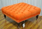 orange velvet chesterfield buttoned footstool  pouffe coffee occasional table