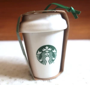 NEW 2016 Starbucks Set of 3 Nesting Christmas Ornament Ceramic Coffee Cups - Picture 1 of 5