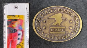 1940s/50s VTG United States Postal Service Safe Driver Metal Belt Buckle 11723B - Picture 1 of 2