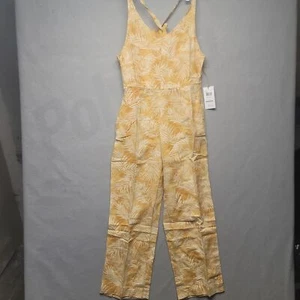 NWT Rip Curl Womens Yellow Floral Sleeveless Spaghetti Strap V Neck Jumpsuit S - Picture 1 of 12
