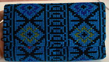 Elegant Blue Handmade Embroidery Vintage Ethnic Heritage wallet clutch purse