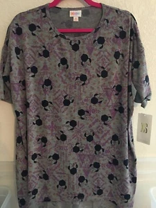 Cute LuLaRoe Irma, Size XS, Disney Minnie Mouse Multi Color Grey Purple Navy - Picture 1 of 3