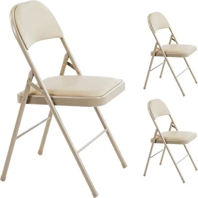 Pack de 2 sillas plegables con cojín de vinilo tapizado y marco de metal duradero Foto 1 de 4