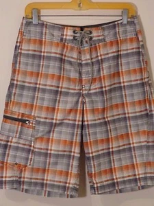Columbia Board Shorts Men's 30 X 11 Grey/Orange Plaid Omni Shade - Picture 1 of 6