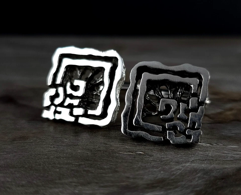 Manschettenknöpfe Silber 835 Modernist durchbrochen - umwerfend & auffällig - Bild 1 von 4