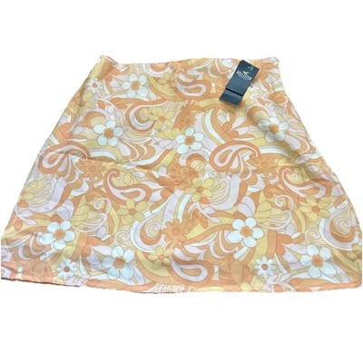 Minifalda Hollister para mujer tiro ultra alto floral forrada talla S naranja multi Foto 1 de 4