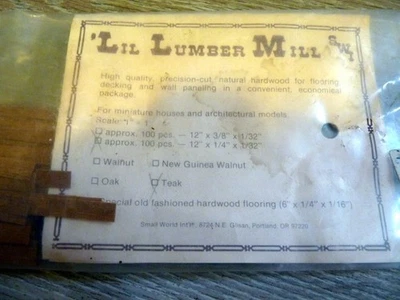 New Lil Lumber Mill TEAK Wood Flooring 100 Pieces for Miniature Doll House 1/12" - Image 1 of 2