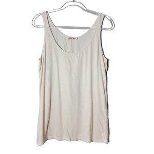 Johnny Was Tank Top Size XL 100% Cotton Solid Off White Sleeveless Stretch - Picture 1 of 7