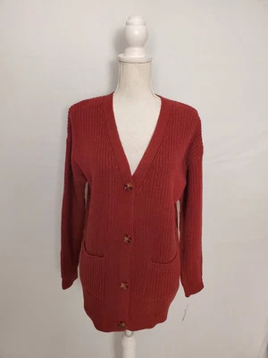Cárdigan para mujer C&C California rojo de gran tamaño con botones delanteros pequeño/mediano nuevo con etiquetas Foto 1 de 4