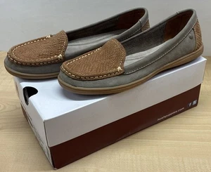 Women 6.5 Hush Puppies Ryann Claudine Taupe Nubuck Snake Tan Brown HW05430-249 - Picture 1 of 9