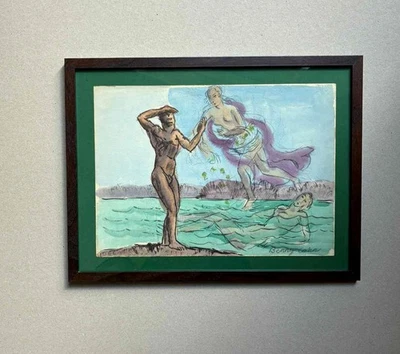 Benny Cohn (American,1896) Mythological Figures. ca. 1940s. Fine Modernism. - Image 1 of 4