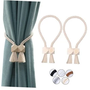Pack Strong Magnetic Curtain Tiebacks Curtain Holdbacks Outdoor 2 Beige - Picture 1 of 7