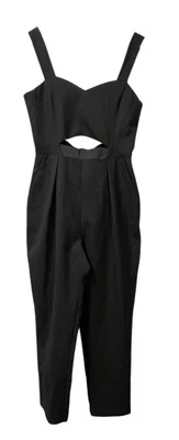 Mono Topshop Negro Talla 6 Sin Mangas Bolsillos Recortados Plisado Pierna Cónica Foto 1 de 4