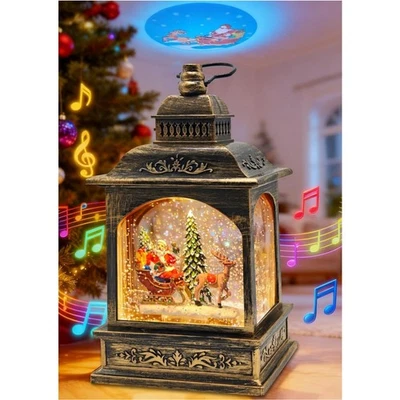 Weihnachtsschneekugel Wasserlaterne 1 Stück mit Musik Beleuchtung Glitzer Wei... - Bild 1 von 4