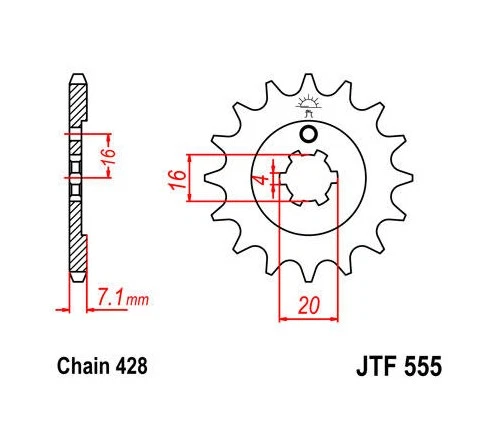JT Front Sprocket 428 14T #JTF555.14 for Kawasaki KX85/KX80/KX100 - Изображение 1 из 1