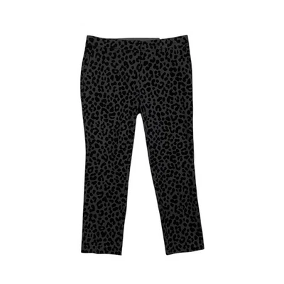 Pantalones Ann Taylor para mujer 6 negros carbón tiro medio pierna delgada tobillo estampado leopardo Foto 1 de 4