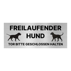 Hinweisschild Freilaufender Hund Tor bitte geschlossen halten 20x8 cm Vorsicht H - Picture 1 of 7