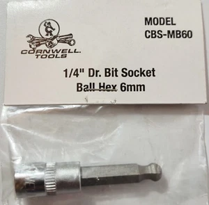 Cornwell Tools CBSMB60 1/4" drive 6mm Ball Hex Bit Socket Mid Length - Picture 1 of 3