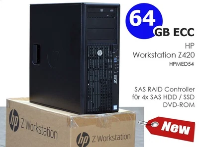 COMPUTER SERVER CAD GRAFIK HP Z420 64 GB ECC 3D NVIDIA NVS-315 2GB DUAL HEAD NEU - Bild 1 von 4