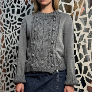 DOOLCE GABBANA Cárdigan Doble Pecho Suéter Gris Mezcla Lana Alpaca Talla 44 - Imagen 1 de 6