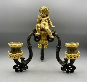 Französischer Louis XV Stil drei Lichter Kerzenleuchter mit Cherub Putti - Bild 1 von 13