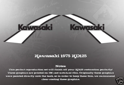 KAWASAKI 1975 KD125 TANQUE CALCOMANÍAS GRÁFICOS COMO NOS Foto 1 de 1