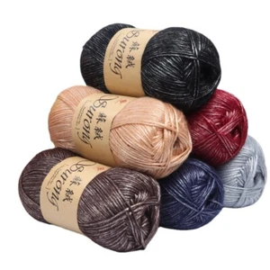 100g Roll Silk Cotton Hand Knitting Yarn Crochet Hand Thick Wool Thread Yarn DIY - Picture 1 of 101