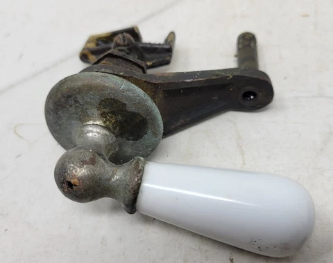 Vintage Brass Toilet Porcelain Handle and Mechanism Cover