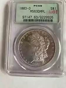 1883-O PCGS MS- 63 DMPL MORGAN SILVER DOLLAR ( OLD GREEN HOLDER ) - Picture 1 of 6