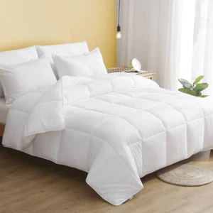 100% Cotton Fabric Covered Lightweight down Alternative Comforter Queen, Ultra-S - Picture 1 of 9