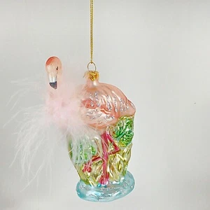 Pink Flamingo Glass Christmas Ornament F1253 - Picture 1 of 3
