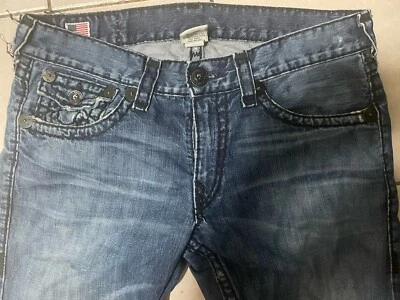 True Religion Billy Super T Costura Negra Gruesa RARO DE COLECCIÓN 36 X 34 Foto 1 de 4