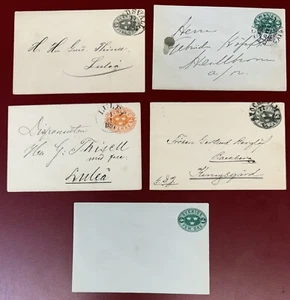 Sweden, 1894-1903, 5 Stamped Envelopes/Entires, 4 Used and 1 Unused - Picture 1 of 2