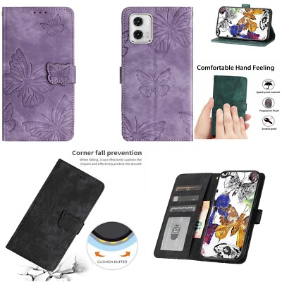 For MotorolaG52 G73 E13 Luxury Butterfly PU Leather Flip Wallet Case Phone Cover - Image 1 of 4