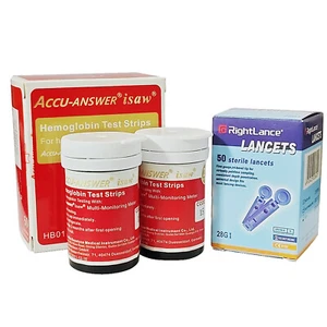 Tiras reactivas de hemoglobina sanguínea Accu Answer iSaw HB01-50 y aguja para sistemas LBM-01 - Imagen 1 de 20