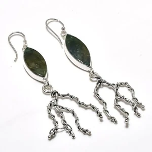 Dragon Blood Gemstone Handmade 925 Sterling Silver Jewelry Earring 3.66" - Picture 1 of 1