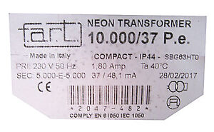 Neontrafo Hochspannungstransformator 10000 Volt 100 Milliampere Mit PROTEC PI40