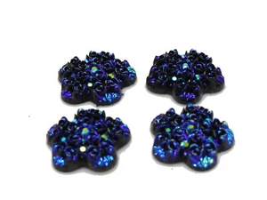 100 cabochon fiori blu profondo floreali acrilico fondo piatto 11 mm fai da te artigianato fiocco centro - Foto 1 di 10
