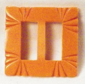 Butterscotch Bakelite Belt Buckle Carved Art Deco Vintage A Beauty #6 - Picture 1 of 3