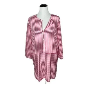 Sergio Tegon SEVENTY Womens Long Tunic Top Pink Striped Coastal Beach Size 44 L - Imagen 1 de 12