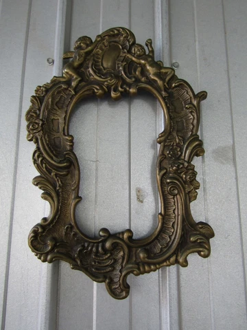 CHERUB  MIRROR / PICTURE FRAME BRONZE FRENCH Rococo Ornate 1880's Antique Cover