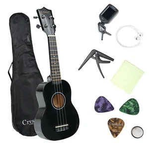 21" Soprano Beginners Ukulele with Gig Bag, Felt Pick & Spare Strings – Black - Picture 1 of 7